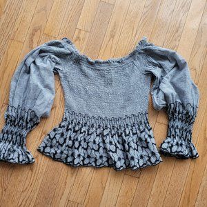 Storia Floral Smocked Off the Shoulder Top Sleeves M